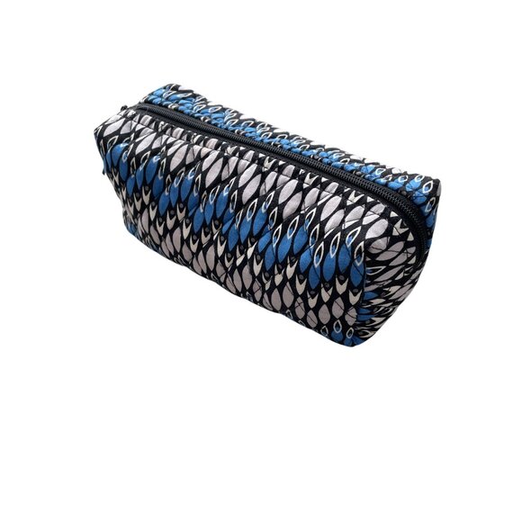 Vera Bradley Quilted Zippered Cosmetic Pouch Make Up Bag Geometric Vinyl Lined - Picture 2 of 9